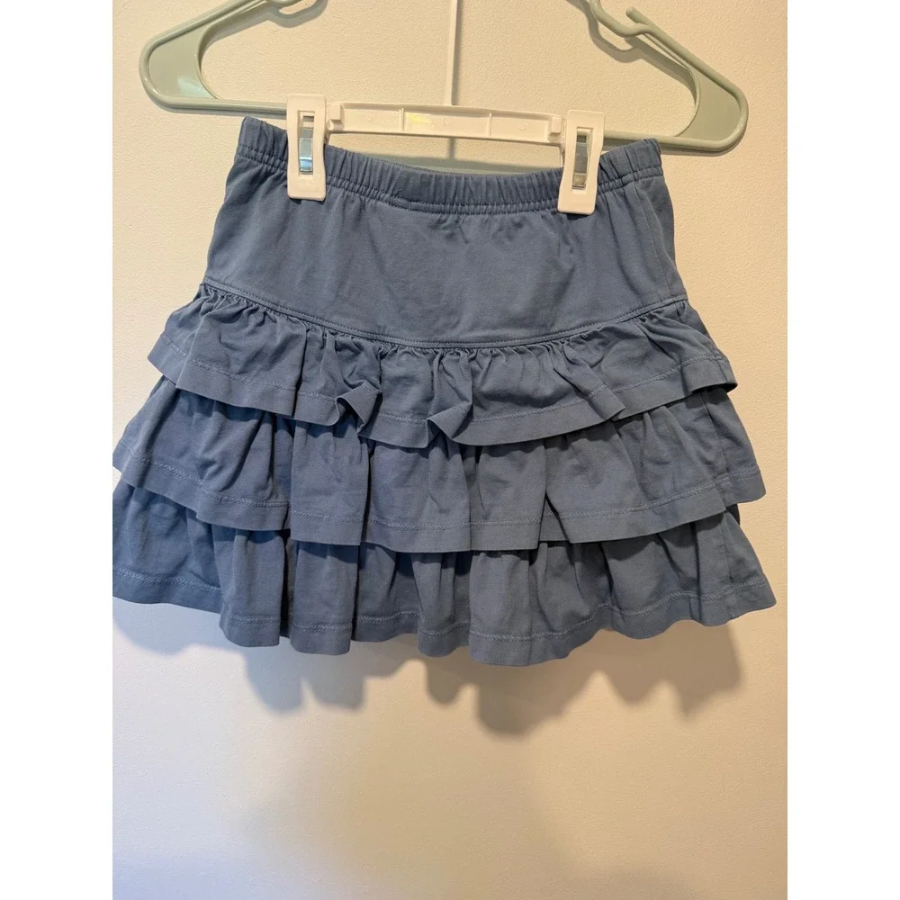 Hanna Andersson Girls Blue Tiered Ruffle Scooter Skirt Skort Size 130 US 8